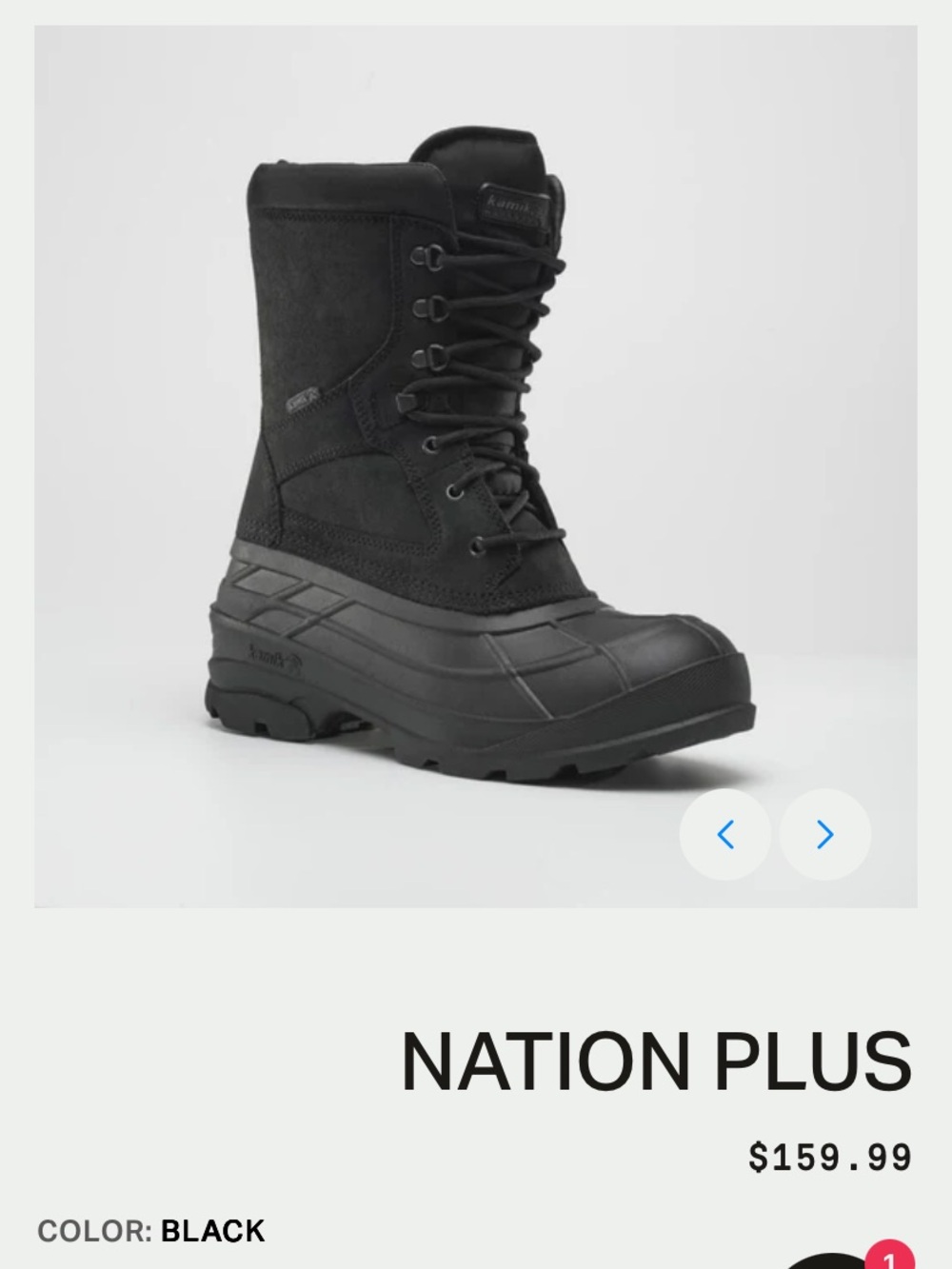 Brand New Kamil Nation Plus Black/Brown Men's Winter Boots